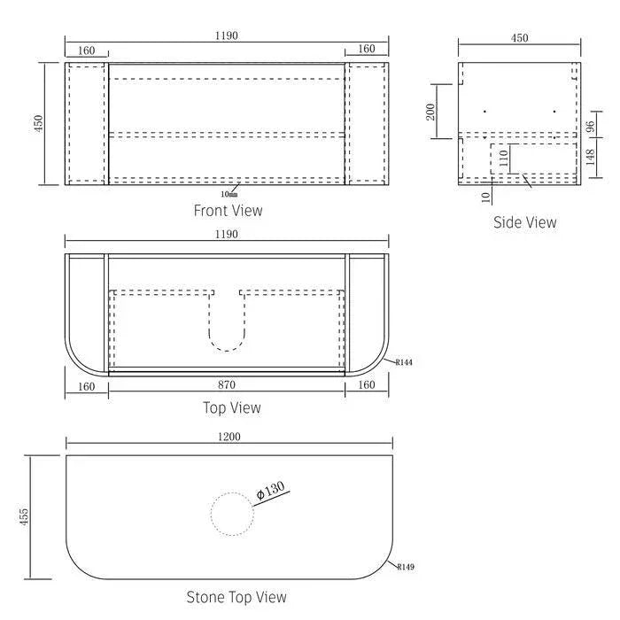 Otti Bondi Wave 1200mm Wall Hung Vanity - Ideal Bathroom CentreBO1200WSTWHITEMatte WhiteQuartz Stone Pure White