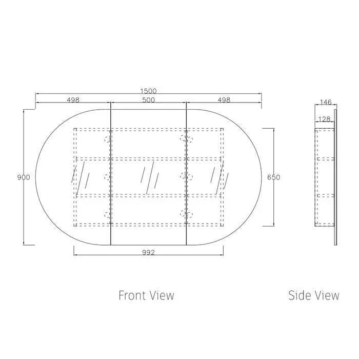 Otti Bondi Wave 1500mm Shaving Cabinet - Ideal Bathroom CentreBOSV1590NNatrual Oak
