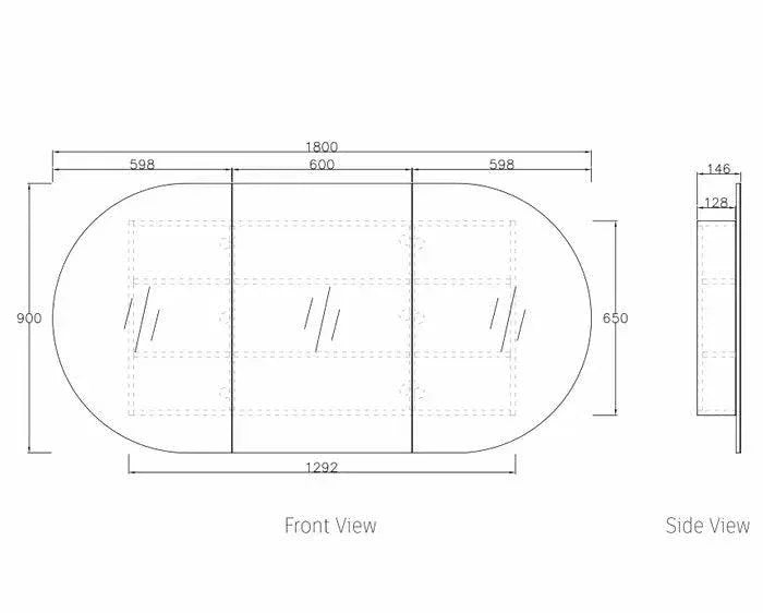 Otti Bondi Wave 1800mm Shaving Cabinet - Ideal Bathroom CentreBOSV1890NNatrual Oak