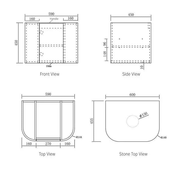 Otti Bondi Wave 600mm Wall Hung Vanity - Ideal Bathroom CentreBO600WWHITEMatt WhiteQuartz Stone Pure White