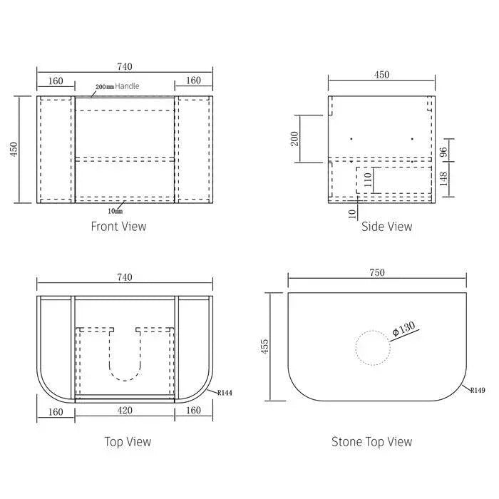 Otti Bondi Wave 750mm Wall Hung Vanity - Ideal Bathroom CentreBO750WSTWHITEMatte WhiteQuartz Stone Pure White
