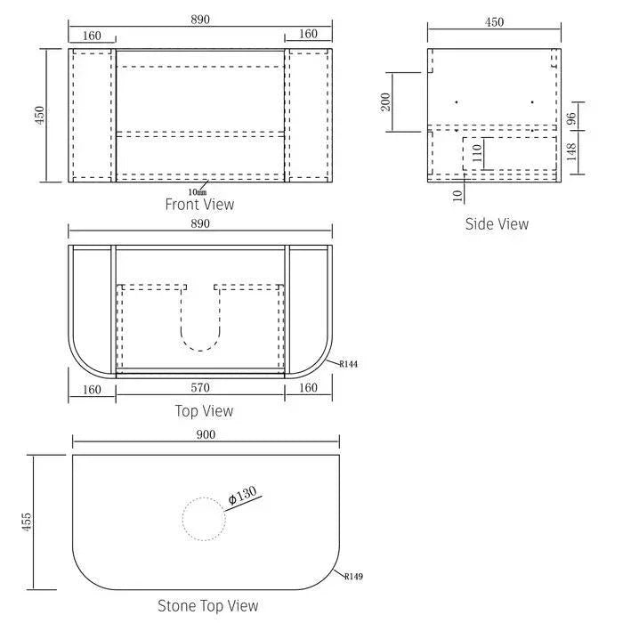 Otti Bondi Wave 900mm Wall Hung Vanity - Ideal Bathroom CentreBO900WSTWHITEMatte WhiteQuartz Stone Pure White