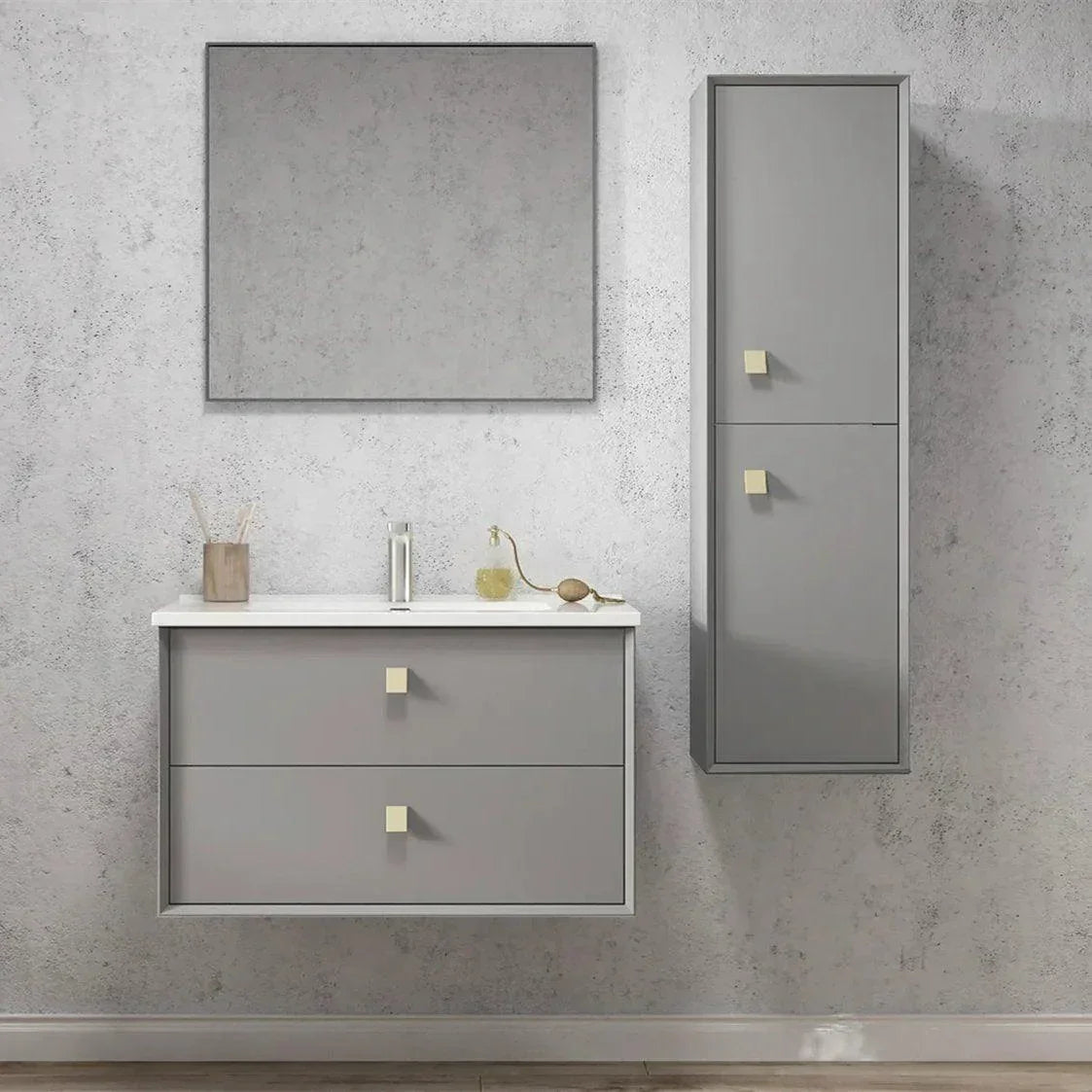 Otti Boston Tall Boy Matte Grey - Ideal Bathroom CentreBSTBG