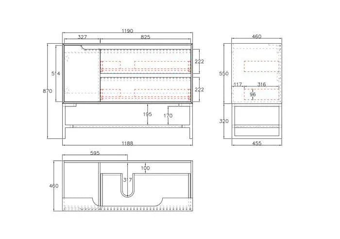 Otti Byron 1200mm Vanity Natural Oak - Ideal Bathroom CentreBY1200N-2Wall HungStone Top