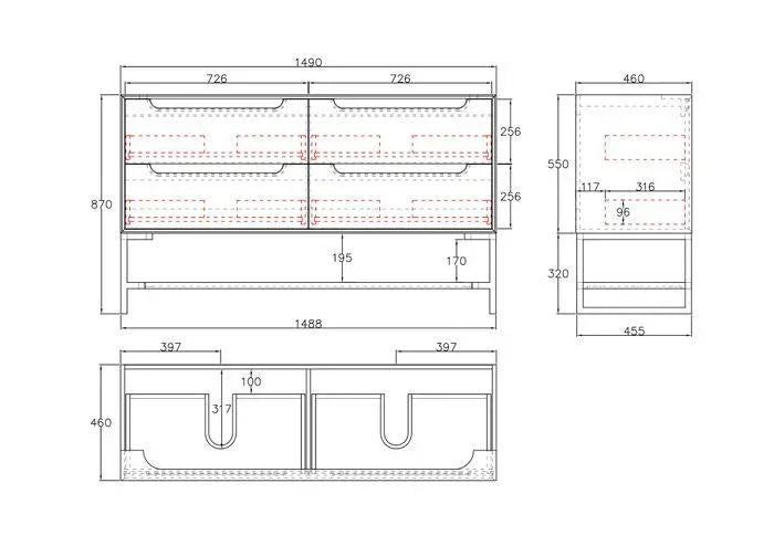 Otti Byron 1500mm Vanity Natural Oak - Ideal Bathroom CentreBY1500N-2Wall HungStone Top