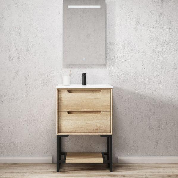 Otti Byron 600mm Vanity Natural Oak - Ideal Bathroom CentreBY600N3Freestaning on Bryon LegsCeramic Top