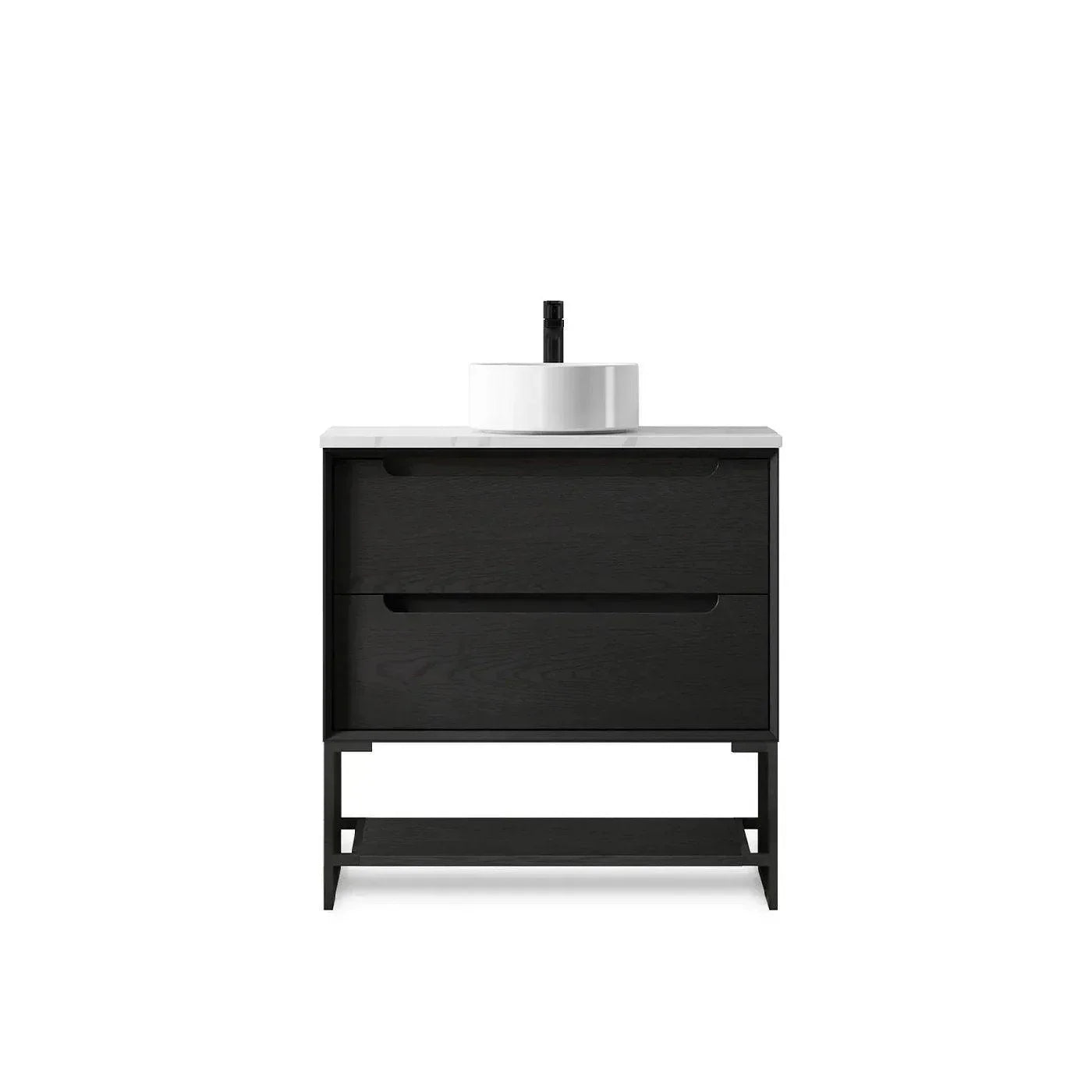 Otti Byron 750mm Vanity Black Oak - Ideal Bathroom CentreBY750BST+LEGS-BYRON750BFreestanding On LegsStone Top