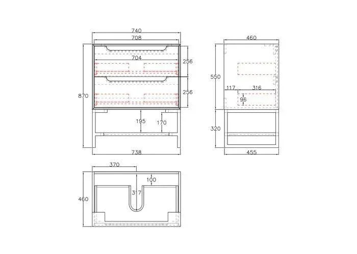 Otti Byron 750mm Vanity Natural Oak - Ideal Bathroom CentreBY750N2Wall HungStone Top