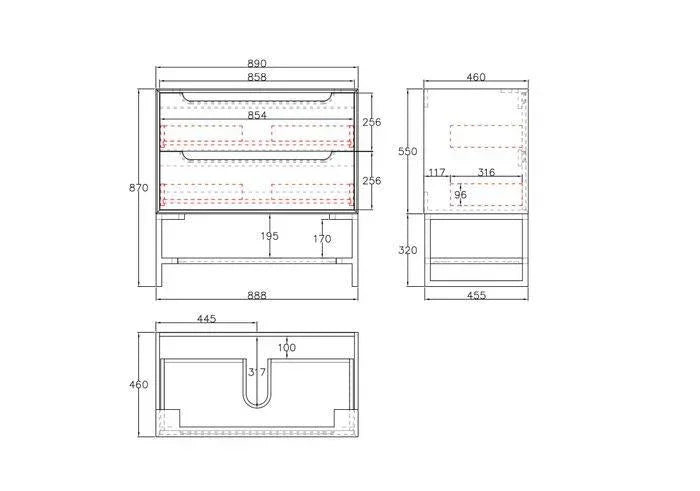 Otti Byron 900mm Vanity Natural Oak - Ideal Bathroom CentreBY900N2Wall HungStone Top