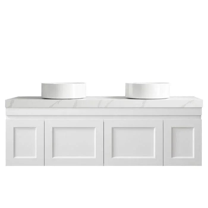 Otti Hampton Mark II 1500mm Wall Hung Vanity with Stone Top - Ideal Bathroom CentreHPM1500W3Matte White60mm Stone TopAbove Counter Top