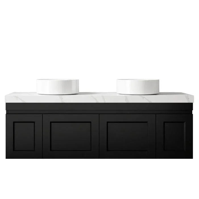 Otti Hampton Mark II 1500mm Wall Hung Vanity with Stone Top - Ideal Bathroom CentreHPM1500B9Matte Black60mm Stone TopAbove Counter Top