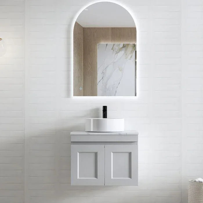 Otti Hampton Mark II 600mm Wall Hung Vanity with Stone Top - Ideal Bathroom CentreHPM600BMatte Grey20mm Stone TopAbove Counter Top