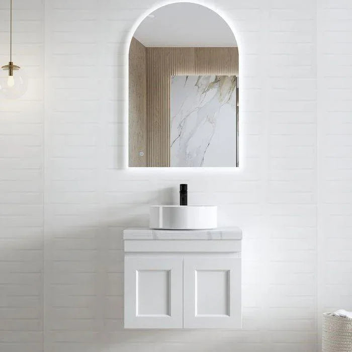 Otti Hampton Mark II 600mm Wall Hung Vanity with Stone Top - Ideal Bathroom CentreHPM600WMatte White20mm Stone TopUnder Counter top