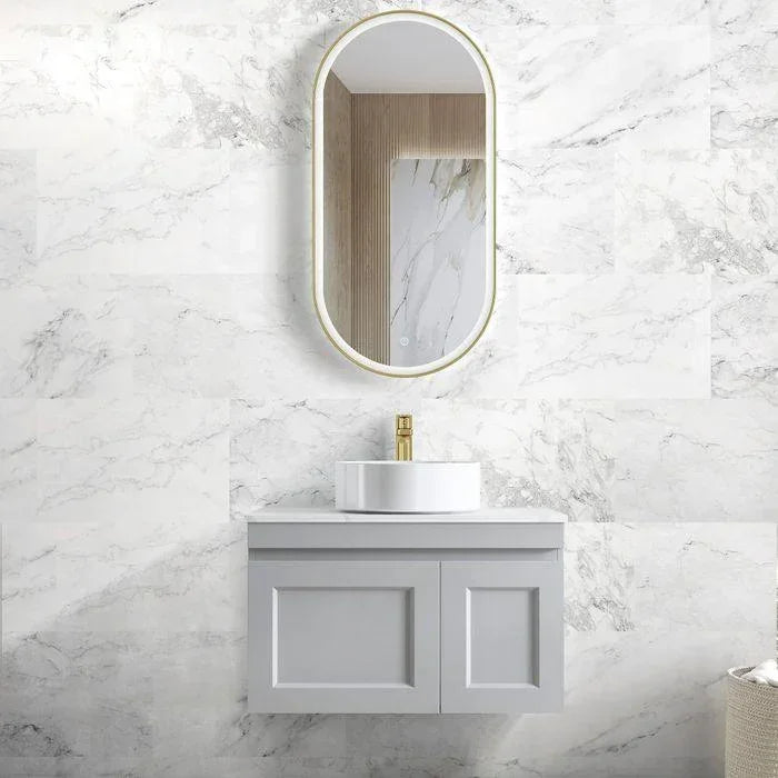 Otti Hampton Mark II 750mm Wall Hung Vanity with Stone Top - Ideal Bathroom CentreHPM750B13Matte Grey20mm Stone TopAbove Counter Top