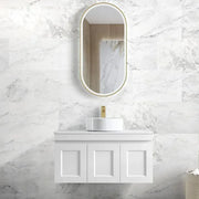 Otti Hampton Mark II 900mm Wall Hung Vanity with Stone Top - Ideal Bathroom CentreHPM900W1Matte White20mm Stone TopAbove Counter Top