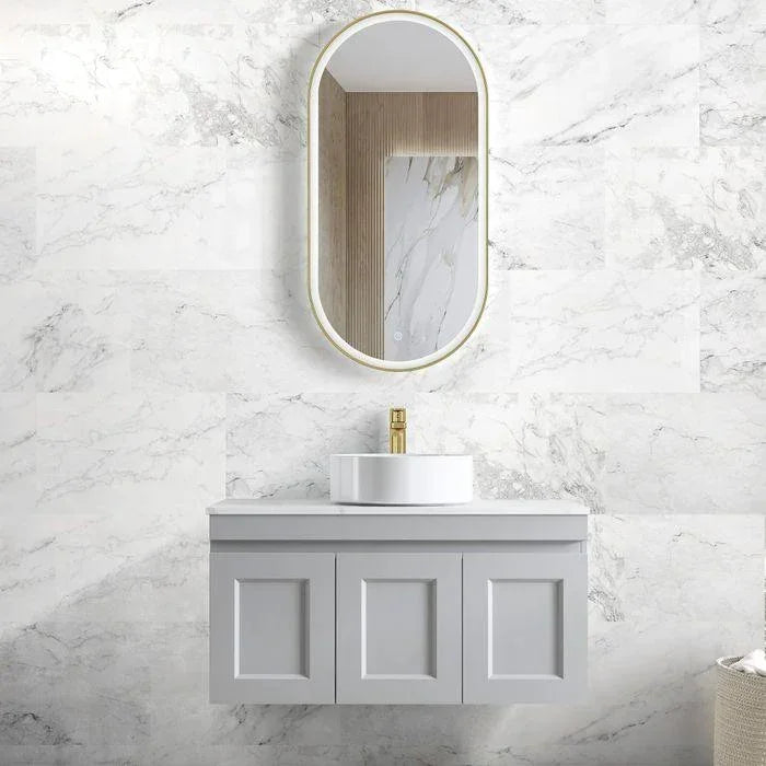 Otti Hampton Mark II 900mm Wall Hung Vanity with Stone Top - Ideal Bathroom CentreHPM900B13Matte Grey20mm Stone TopAbove Counter Top