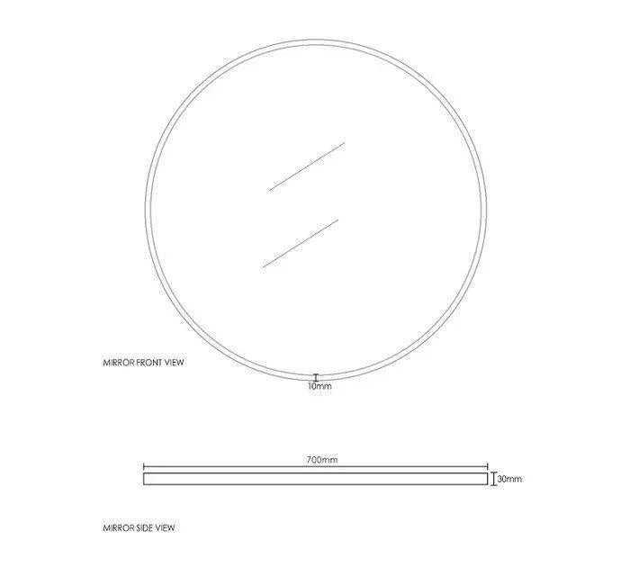 Otti London Round 700mm Mirror Brushed Gold - Ideal Bathroom CentreMFM700G