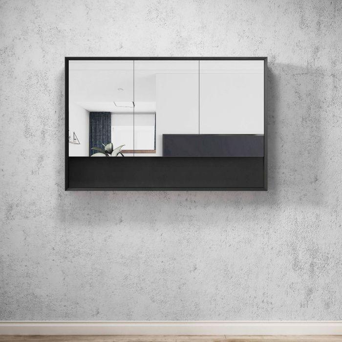 Otti Marlo 1200mm Shaving Cabinet Matte Black - Ideal Bathroom CentreMASV1200B