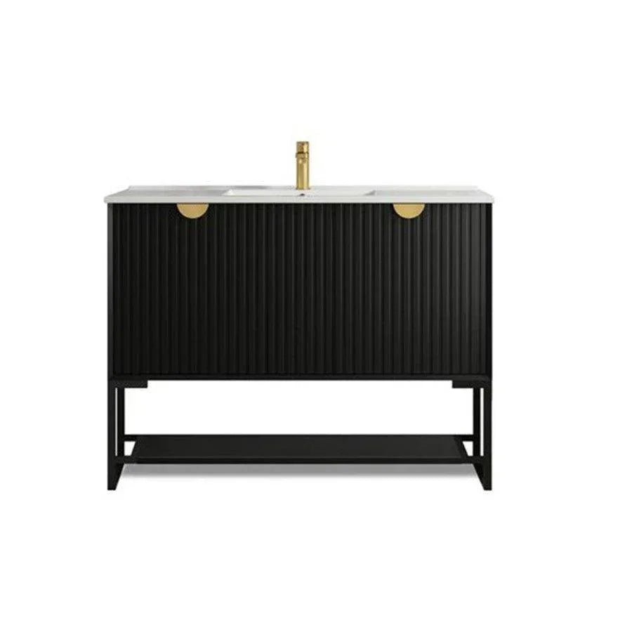 Otti Marlo 1200mm Wall Hung Vanity Matte Black - Ideal Bathroom CentreMA1200B3Freestanding On LegsCeramic Top