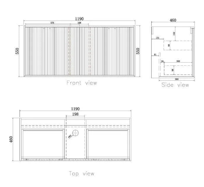 Otti Marlo 1200mm Wall Hung Vanity Matte Black - Ideal Bathroom CentreMA1200B2Wall HungStone Top