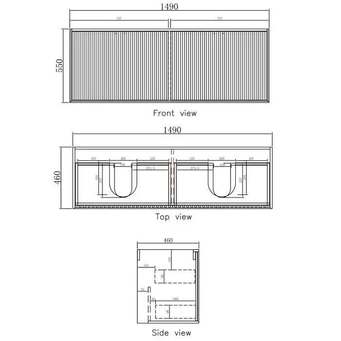Otti Marlo 1500mm Wall Hung Vanity Matte Black - Ideal Bathroom CentreMA1500B3Freestanding On LegsCeramic Top