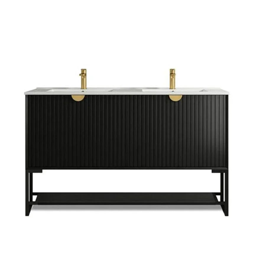 Otti Marlo 1500mm Wall Hung Vanity Matte Black - Ideal Bathroom CentreMA1500B3Freestanding On LegsCeramic Top