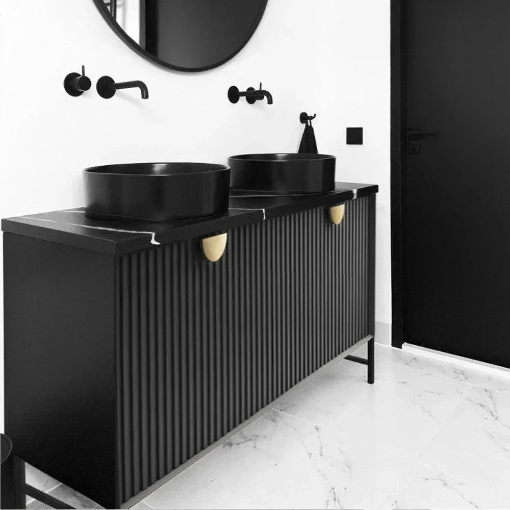 Otti Marlo 1500mm Wall Hung Vanity Matte Black - Ideal Bathroom CentreMA1500B4Freestanding On LegsStone Top