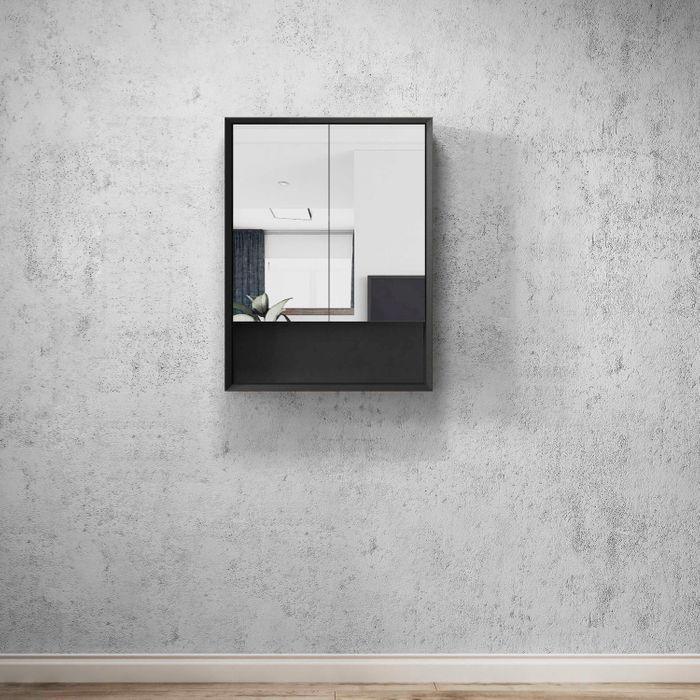 Otti Marlo 600mm Shaving Cabinet Matte Black - Ideal Bathroom CentreMASV600B