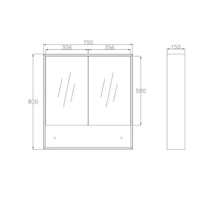 Otti Marlo 750mm Shaving Cabinet Matte Black - Ideal Bathroom CentreMASV750B