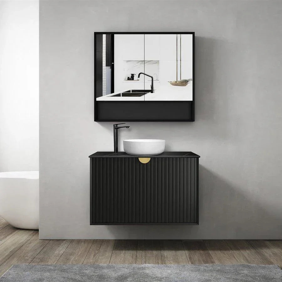 Otti Marlo 900mm Wall Hung Vanity Matte Black - Ideal Bathroom CentreMA900B2Wall HungStone Top