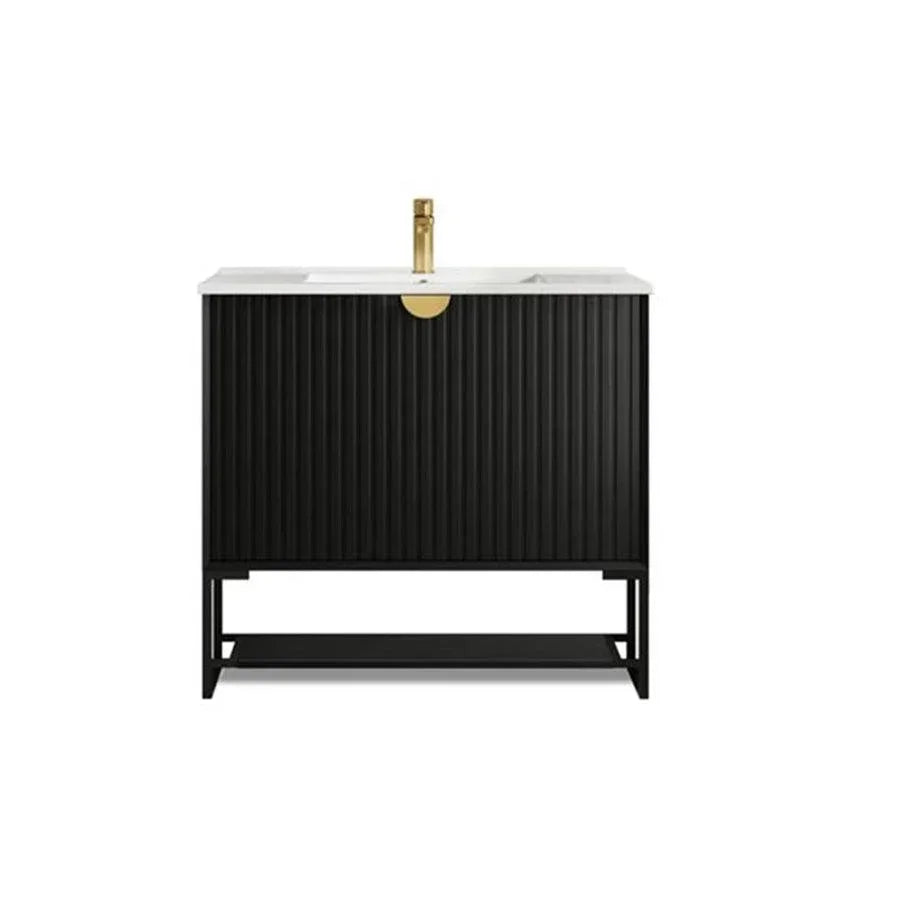 Otti Marlo 900mm Wall Hung Vanity Matte Black - Ideal Bathroom CentreMA900B3Freestanding On LegsCeramic Top