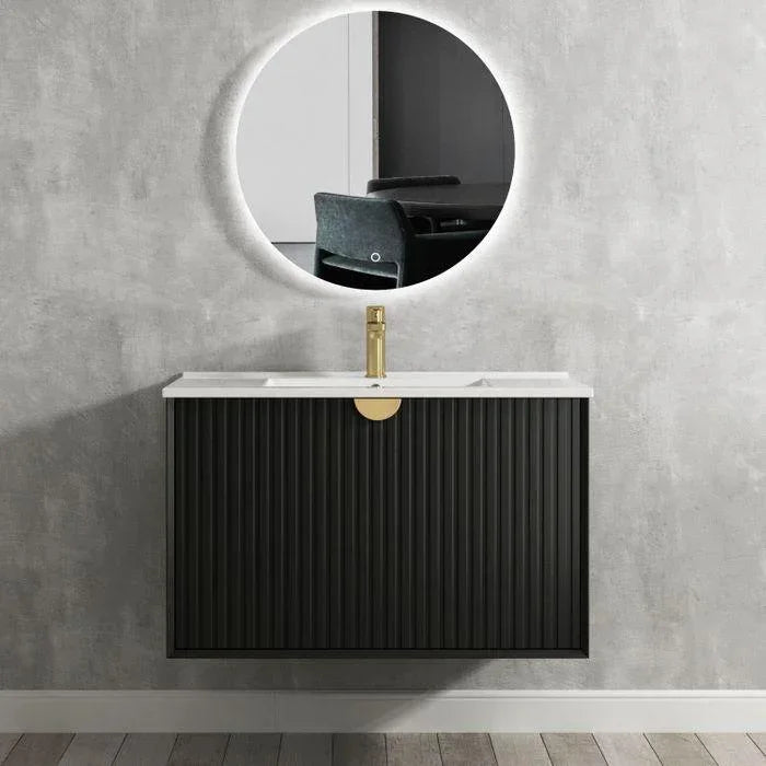 Otti Marlo 900mm Wall Hung Vanity Matte Black - Ideal Bathroom CentreMA900B1Wall HungCeramic Top