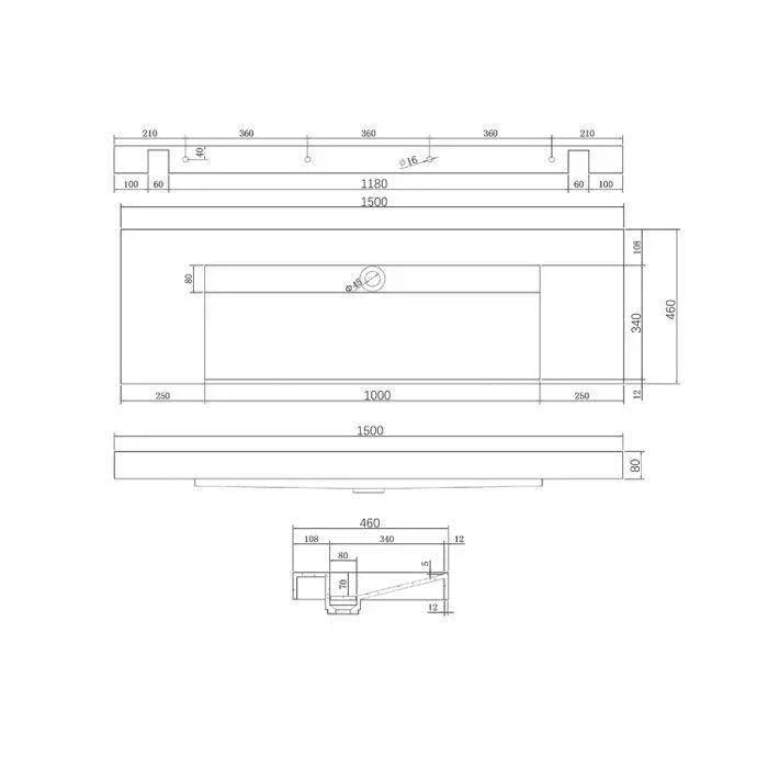 Otti Moonlight 1500mm Wall Hung Vanity - Ideal Bathroom CentreSSTML1500Wall Hung Basin Only