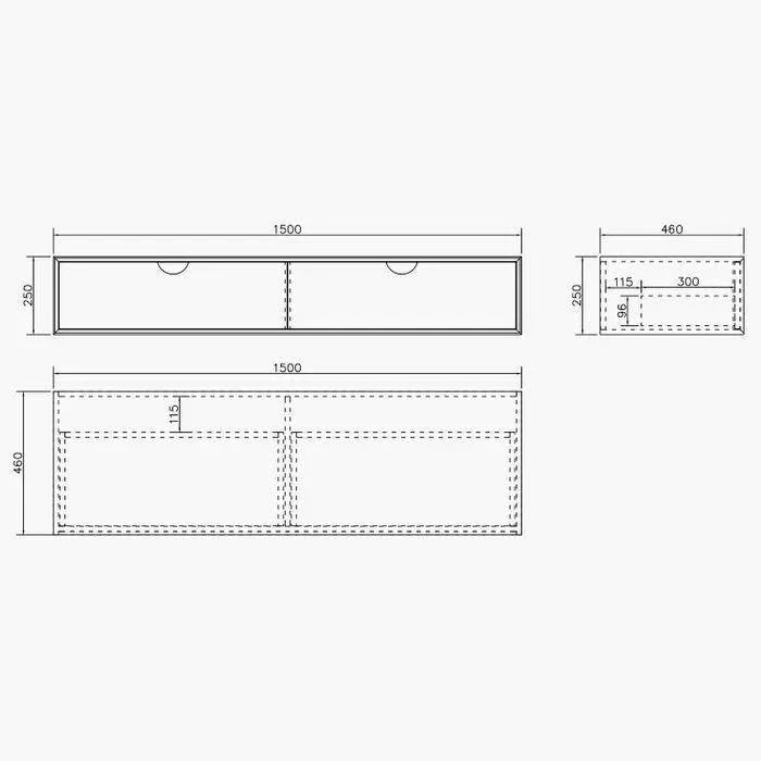 Otti Moonlight 1500mm Wall Hung Vanity - Ideal Bathroom CentreSSTML1500Wall Hung Basin Only