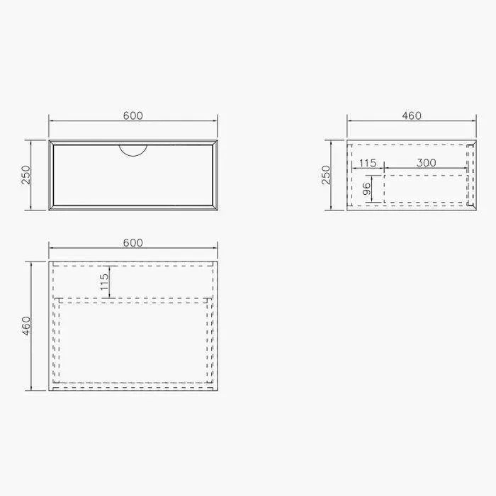 Otti Moonlight 600mm Wall Hung Vanity - Ideal Bathroom CentreSSTML600Wall Hung Basin Only