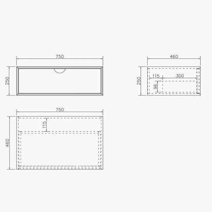 Otti Moonlight 750mm Wall Hung Vanity - Ideal Bathroom CentreSSTML750Wall Hung Basin Only