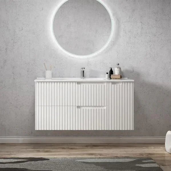Otti Noosa 1200mm Vanity Matte White - Ideal Bathroom CentreNS1200W1Wall HungCeramic Top