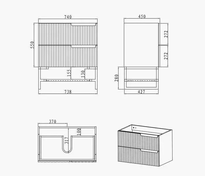 Otti Noosa 750mm Vanity Matte White - Ideal Bathroom CentreNS750W2Wall HungStone Top