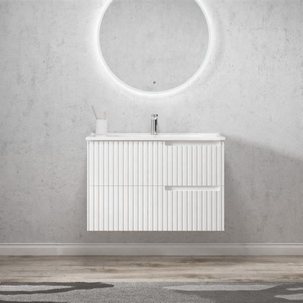Otti Noosa 900mm Vanity Matte White - Ideal Bathroom CentreNS900W1Wall HungCeramic Top
