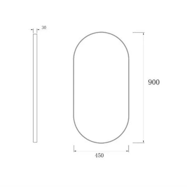 Otti Noosa Oval 450 x 900mm Mirror Brushed Gold - Ideal Bathroom CentreMFMO9045G