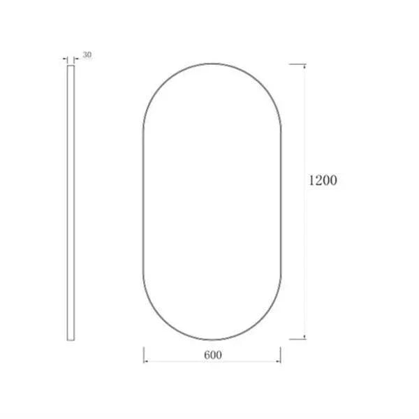 Otti Noosa Oval 600x 1200mm Mirror Brushed Gold - Ideal Bathroom CentreMFMO1260G