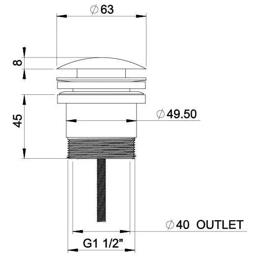 Phoenix 40mm Dome Pop Up Universal Waste - Ideal Bathroom Centre800-8900-31Carbon Grey
