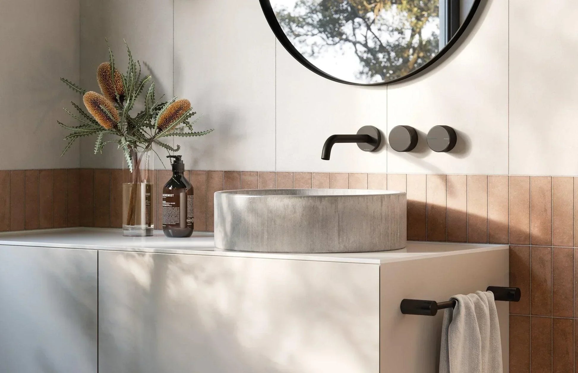 Phoenix Axia Wall Basin/ Bath Curved Oulet Hostess Set 180mm - Ideal Bathroom Centre117-1125-40Brushed Nickel