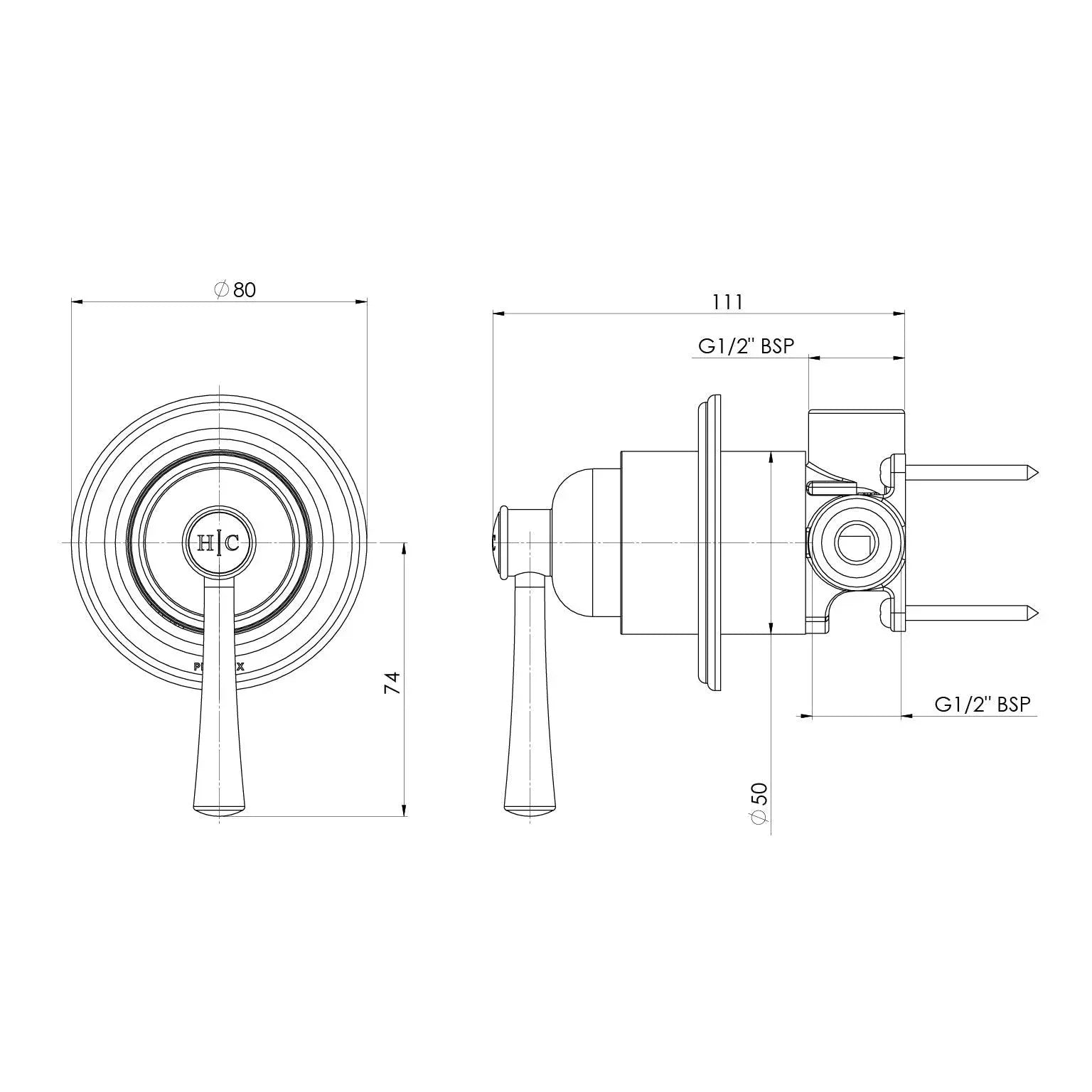 Phoenix Cromford Shower/Wall Mixer - Ideal Bathroom Centre134-2800-12Brushed Gold