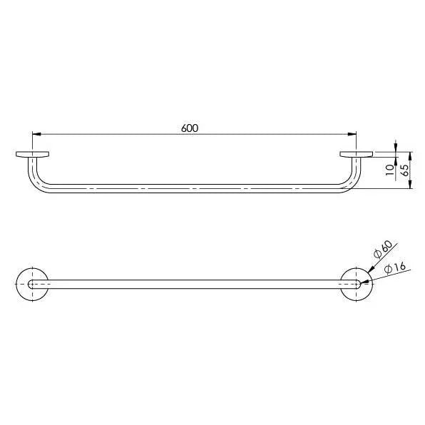 Phoenix Festival Single Towel Rail 600mm - Ideal Bathroom CentreFE804 CHR