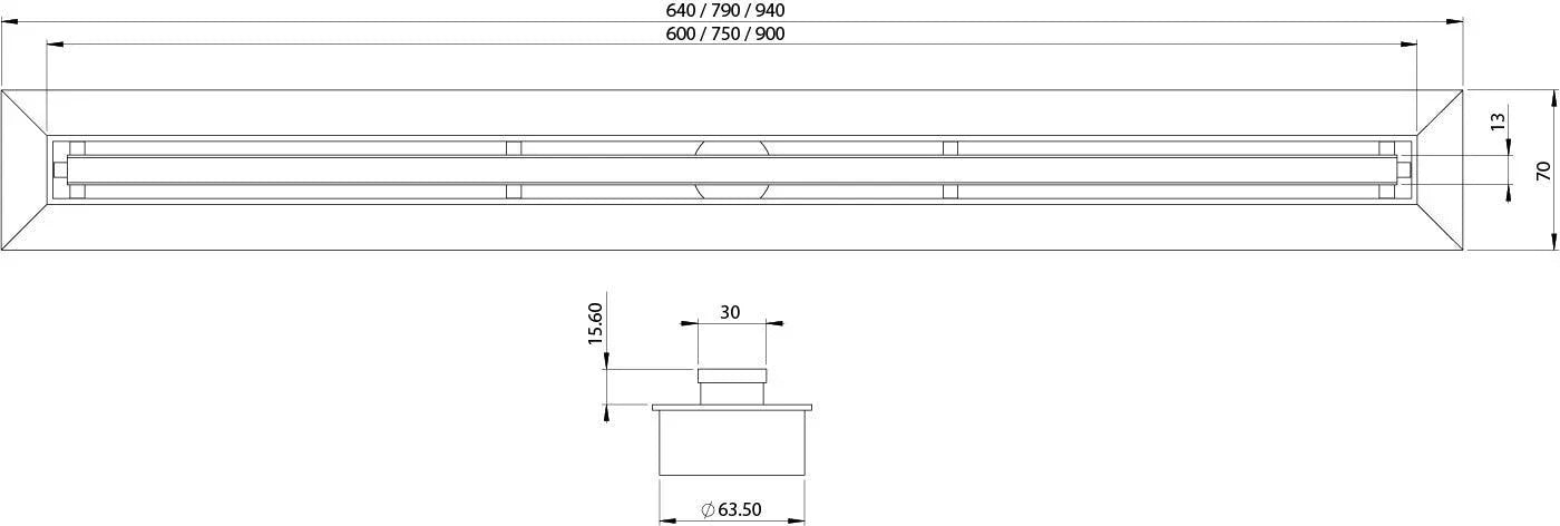 Phoenix Flat Slimline Channel Drain - Ideal Bathroom Centre205-4413-10Matte Black600mm