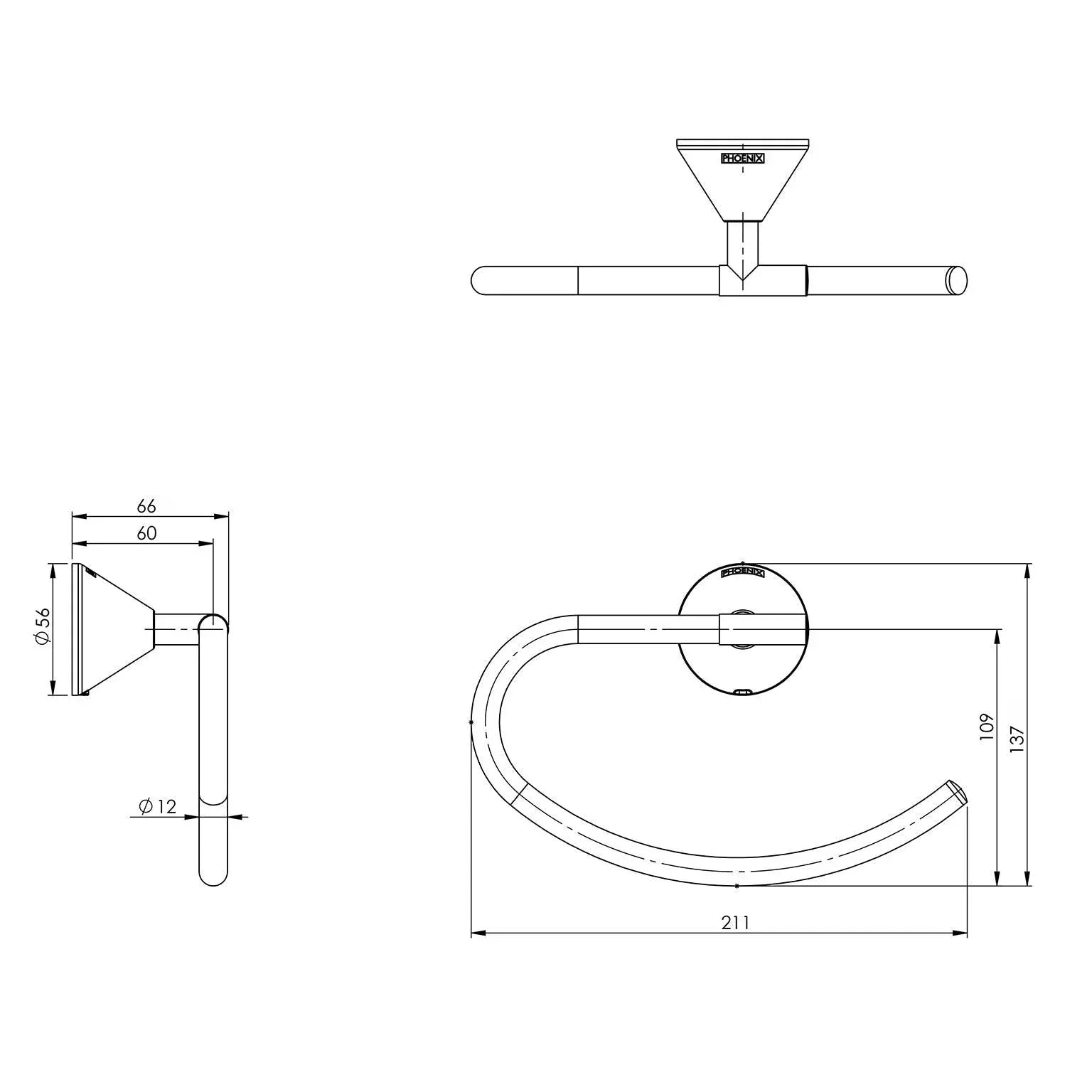 Phoenix Ivy Hand Towel Holder - Ideal Bathroom CentreYV893 CHR