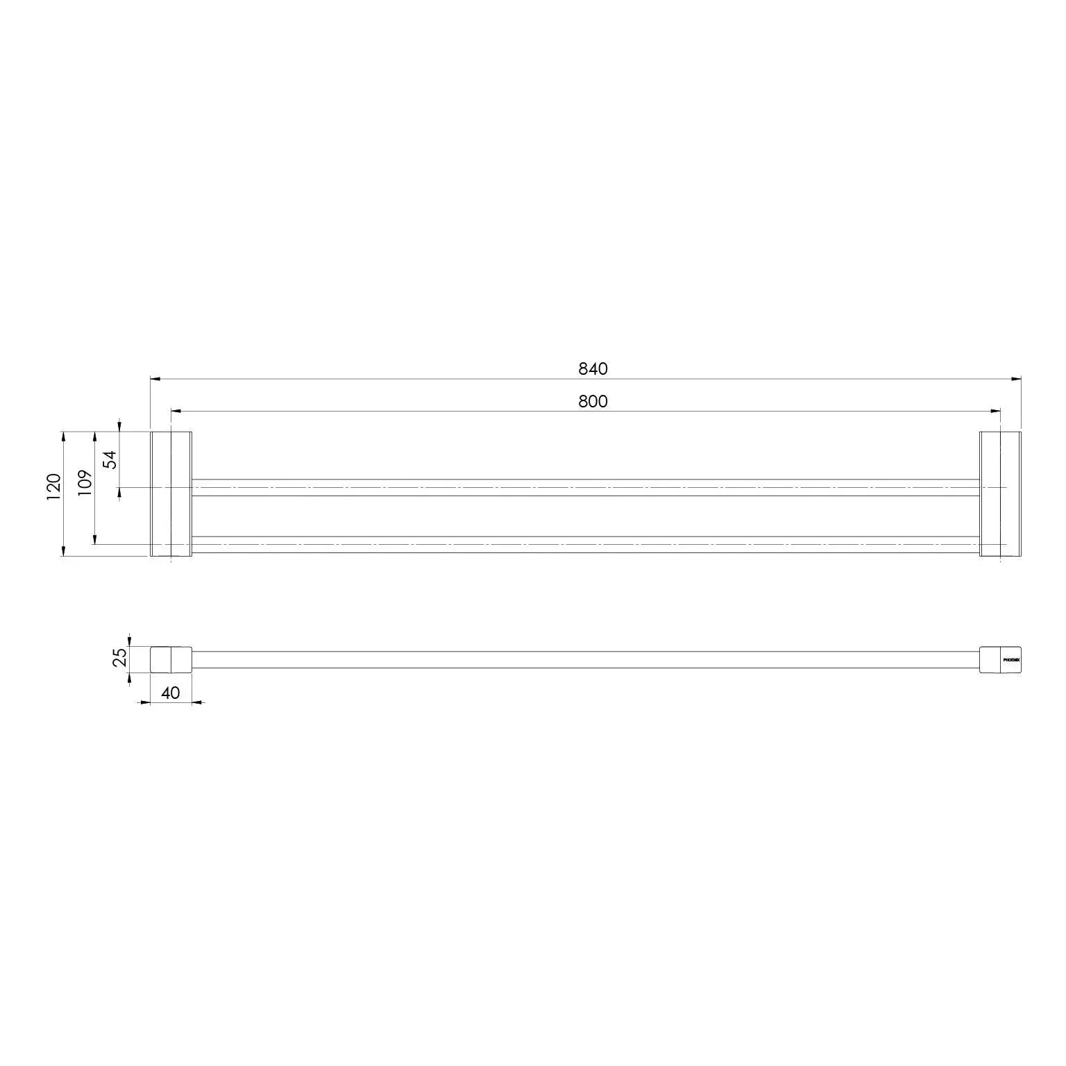 Phoenix Lexi MKII Double Towel Rail 800mm - Ideal Bathroom Centre123-8130-40Brushed Nickel