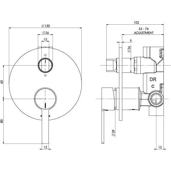 Phoenix Lexi MKII Shower/Bath Diverter Mixer - Ideal Bathroom Centre123-7910-40Brushed Nickel