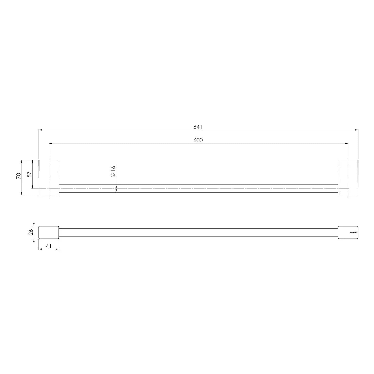 Phoenix Lexi MKII Single Towel Rail 600mm - Ideal Bathroom Centre123-8010-40Brushed Nickel